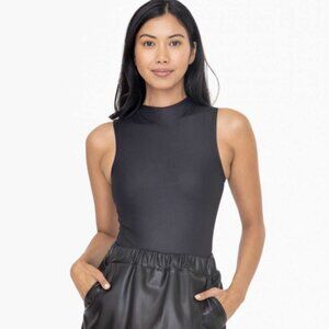 Mono B Anthropologie Mock Neck Sleeveless Thong Bodysuit Black NEW Size‎ Large
